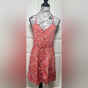 American Eagle Outfitters Pink Ruched Tie Front Midi Dress